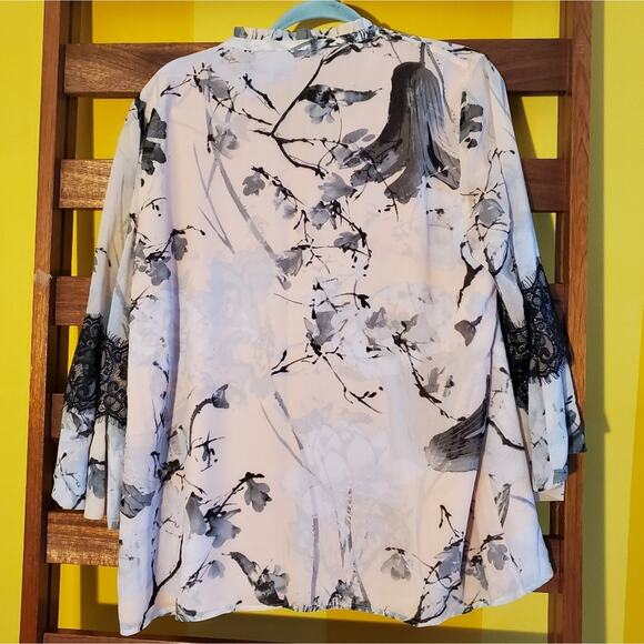 Karl Lagerfeld Blush Pink & Black Marble Blouse - Picture 5 of 5